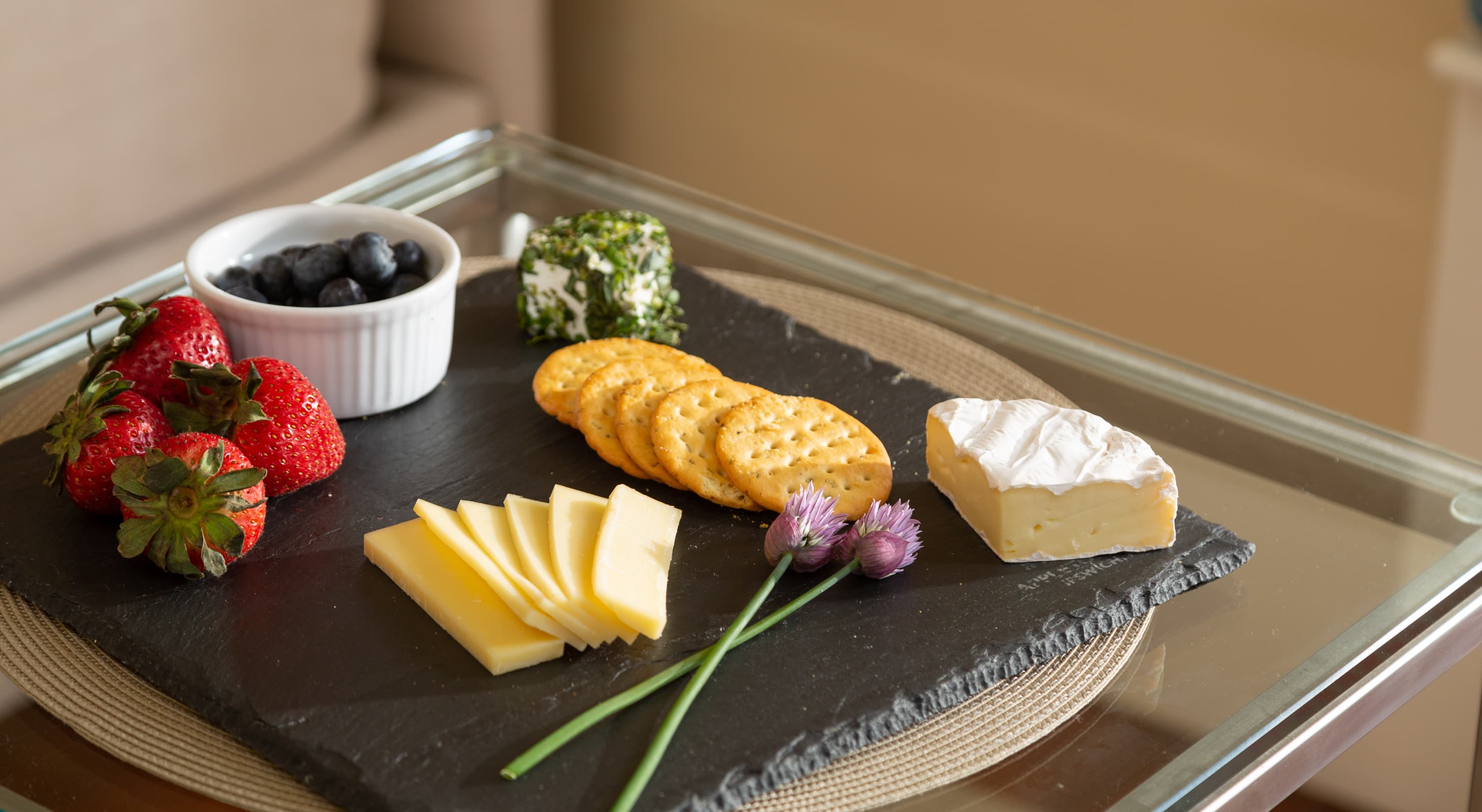 Fruit and cheese plate for a Massachusetts getaway