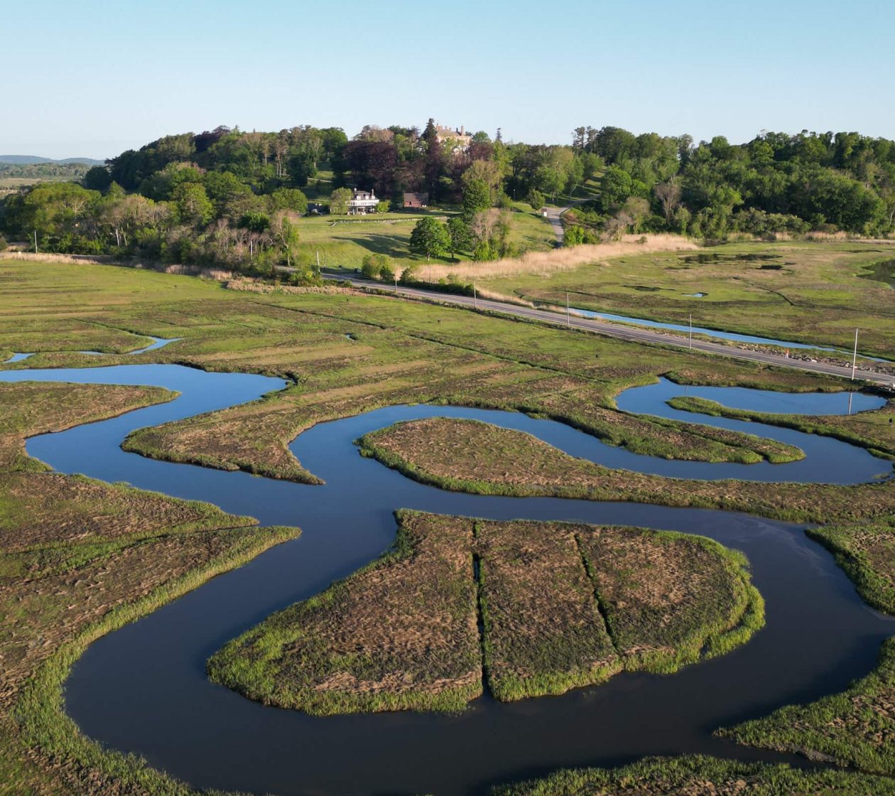 Drone photography of the Crane Estate marshes and land around Ipswich, MA hotel