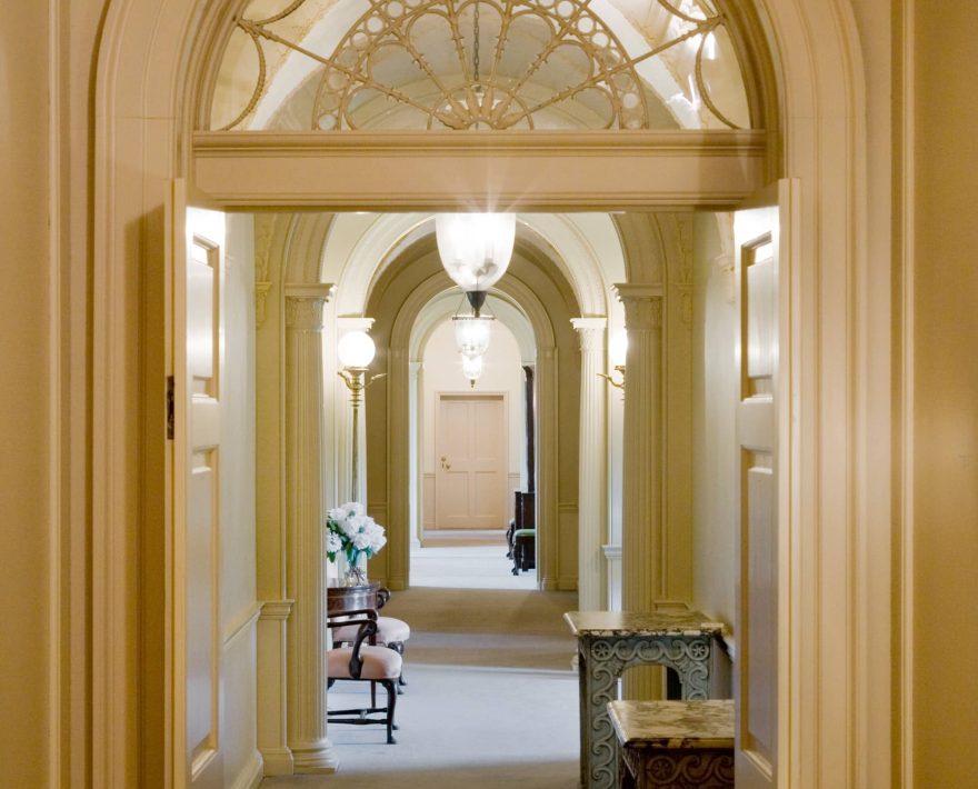 Interior hallway at the Great House of the Crane Estate