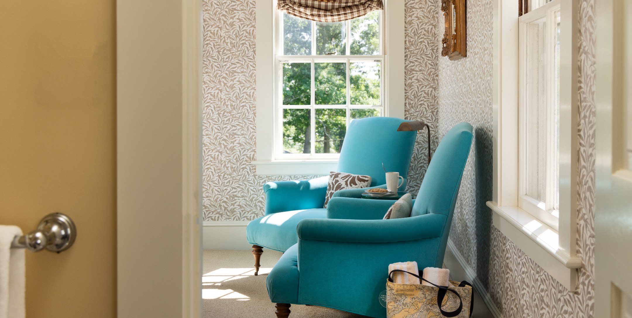 Seating area in Brown Room at Massachusetts boutique hotel
