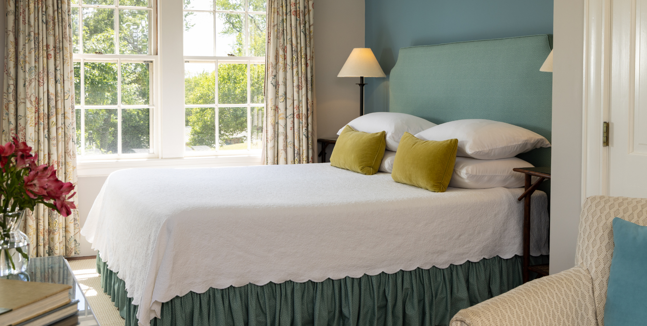 Crane Beach lodging with luxurious bed in Tatiana Room