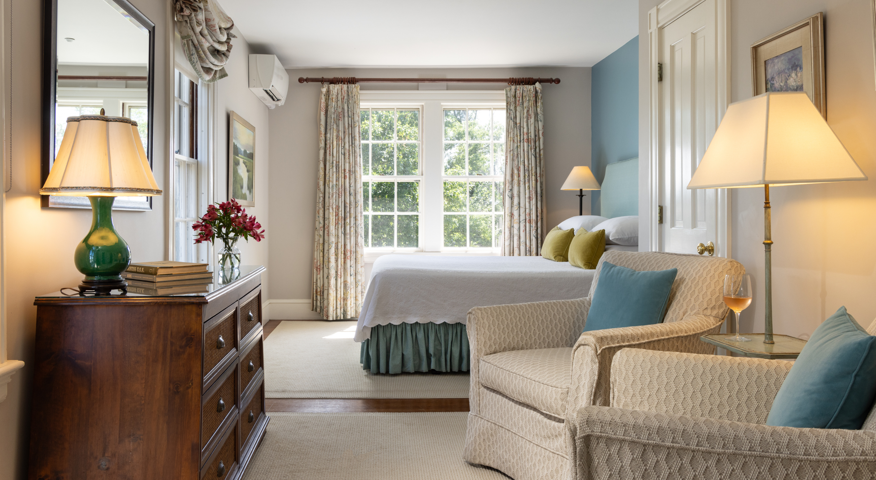 Seating area and bed in Tatiana Room