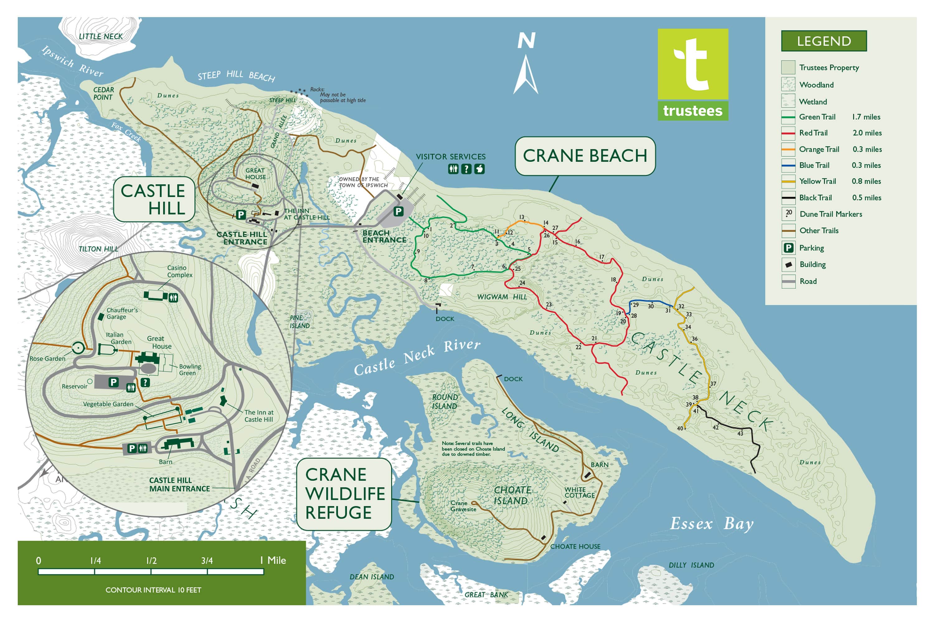 Crane Estate Map with Castle Hill inset map